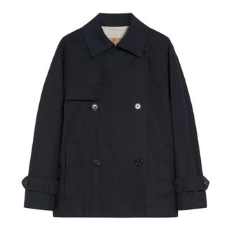 Max Mara Gabardina corta de sarga impermeable - female - Max Mara - Trench Coats - Blue - S - Coats