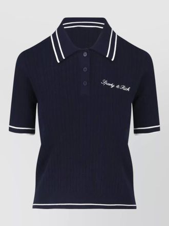 Sporty & Rich knit polo top contrast trim short sleeves