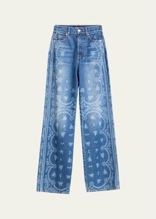 Veronica Beard Taylor High-Rise Wide-Leg Jeans