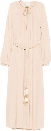 Forte_Forte Maxi Dresses, female, Beige, XS, Beige Drawstring Dress with Tassel Detail