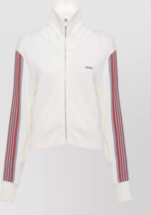 Autry high collar viscose knit sweatshirt striped sleeves