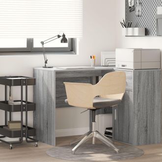 Berkfield Home Writing Desk Grey Sonoma Wood Standard Storage
