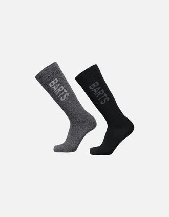 Barts Mens Barts Mens Basic 2 Pack Moisture Wicking Ski Socks - Anthracite/Black - Size: 10.5/12/9/9.5/11/11.5/10