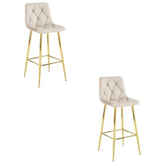 OEM Taburete Nado - Terciopelo Beige / Patas Doradas X 2