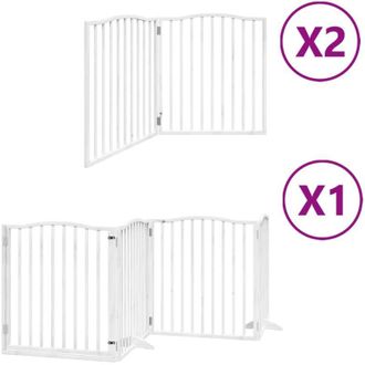 vidaXL Puerta De Perros Plegable 8 Paneles Madera &Aacute;lamo Blanca 640 Cm Vidaxl