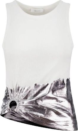 Paco Rabanne Sleeveless Coast Tank Top With Silver Foil And Piercing Details
