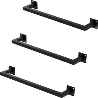 ML Design Ml-design - Set 3x Percheros De Pared 60x12 Cm De Acero Inoxidable Negro Para Vestidor Armario Ba&ntilde;o O Cocina, Barra De Almacenamiento Hasta 50kg Para 