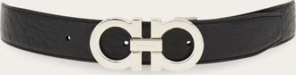 Ferragamo Men Reversible and adjustable Gancini belt Black