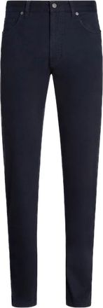 Ermenegildo Zegna Roccia Broek - Heren - Slim Fit Broeken - Blauw - W32 - Katoen - Broeken