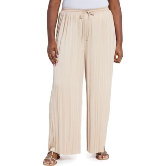 Lyss&eacute; The Packable Pleated Wide Leg Satin Pants in Chablis at Nordstrom Rack, Size 1X