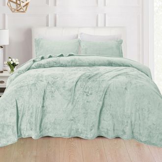Elegant Comfort Luxurious Warm and Cozy 4-Piece Velvet Plush Fleece Bed Sheet Set