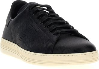 Tom Ford Perforated Logo Leather Sneaker - Black