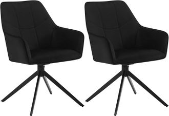Woltu Juego De 2 Sillas De Comedor Con Patas De Metal. Respaldo Y Asiento Giratorio. En Terciopelo Negro - Woltu
