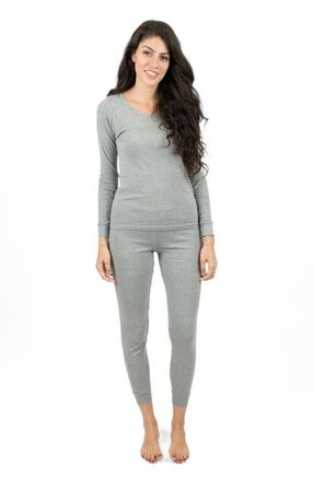 Leveret Womens Cotton Solid Matching Family Pajamas in Light Gray at Nordstrom, Size X-Large