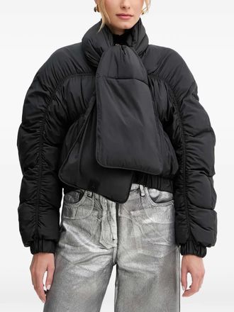 Patrizia Pepe long-sleeve scarf-detail jacket - Black