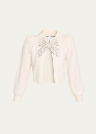 Alice & Olivia Kitty Puff-Sleeve Cardigan