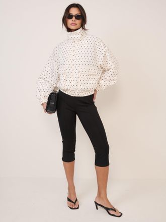 Nobody's Child White Polka Dot Funnel Neck Windbreaker Jacket
