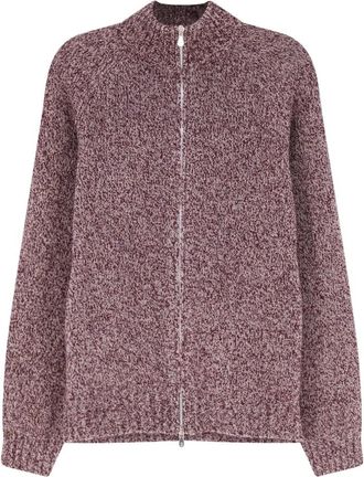 Brunello Cucinelli Cardigan Zip-Up L-Lana ad Alto Collo - - Knitwear - Uomo - Rosso - L