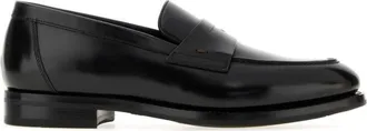 Santoni Black Solid Loafers