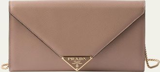 Prada Mini Envelope Flap Saffiano Leather Wallet on Chain