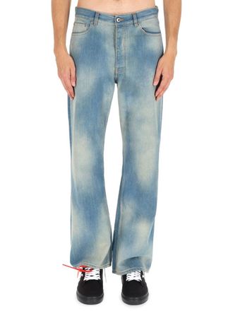 Off-white Cremefarbene Diag Raw Patch-Jeans