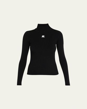 Courr&egrave;ges Turtleneck Long-Sleeve Rib Sweater