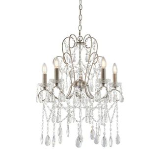 Loops Aged Silver Ceiling Chandelier - 5 Bulb Light Decorative Ceiling Pendant Fitting
