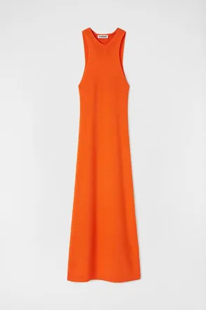 Jil Sander Bright Orange Sleeveless Dress, Brand Size 38 ( US Size 4 )