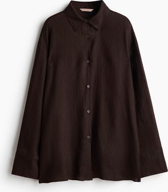 H&M Oversized Bluse aus Leinen - Brown