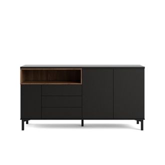 Calicosy Aparador 3 puertas 3 cajones 1 nicho l175,7 cm - nogal y negro