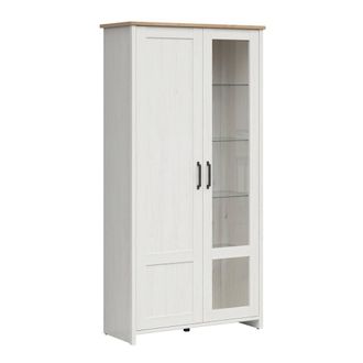 Petits Meubles Vitrina 2 puertas paneles de melamina blanco y madera