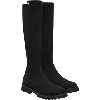 Vivaia Round-Toe Stretchy Wool Knee-High Boots in Black at Nordstrom, Size 10