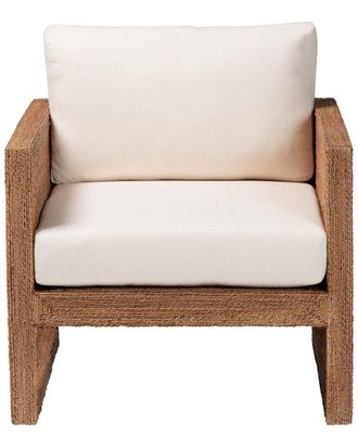 Baxton Studio Helina Bohemian Bleached Seagrass & Acacia Wood Arm Chair