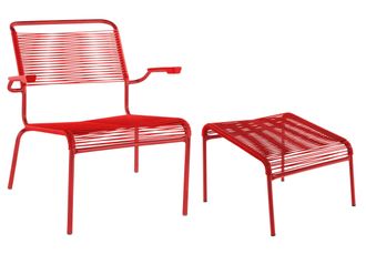 Schubiger M&ouml;bel Spaghetti-Lounger + Hocker S&auml;ntis mit Armlehnen