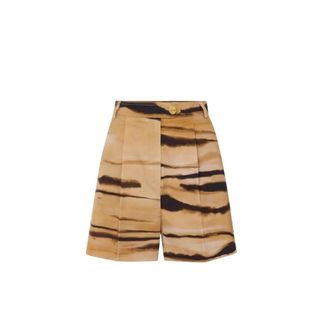 Elisabetta Franchi Casual Shorts, female, Multicolor, Size: 2XS Drill Shorts with Tiger Print