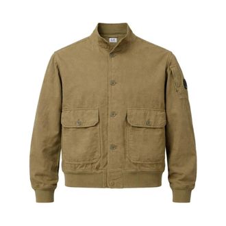 C.P. Company Cotton Linen Overshirt - Heren - Zomerjassen - Groen - M - Katoen - Jassen