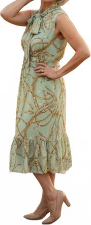 Ralph Lauren Chain Print Midi Dress In Mint
