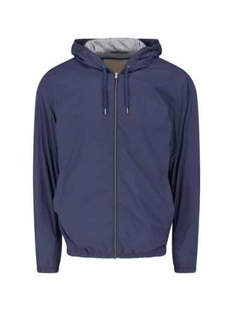 Herno Blue Technical Fabric Drawstring Jacket