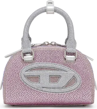Diesel 1DR Dome - Small bowling bag in crystal Lurex - Crossbody Bags - Woman - Pink