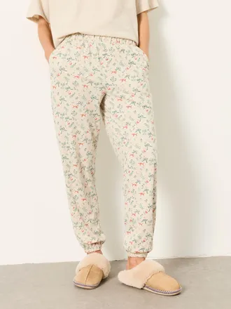Fat Face FatFace Fox Print Cuffed Pyjama Bottoms in Oatmeal