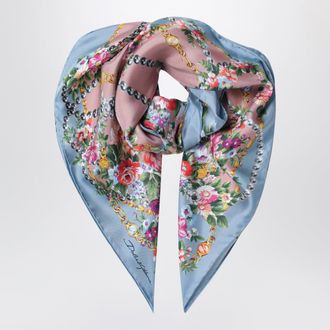 Dolce & Gabbana 90x90 silk twill scarf with floral bouquet print