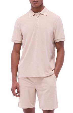 Bugatchi Cotton Blend French Terry Polo in Sand at Nordstrom, Size Xx-Large