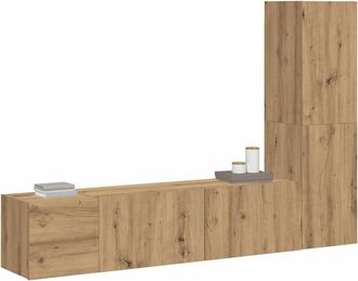 Berkfield Home Wall Mounted TV cabinets 3 pcs Artisan Oak Engineered Wood in Brown