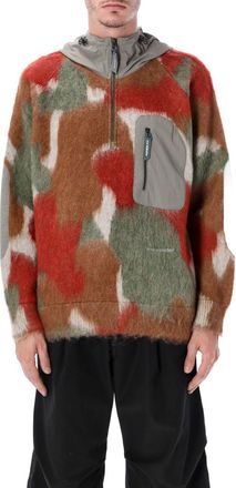 And Wander Mix Shaggy Knit Hoodie In Wool-Mohair Blend