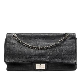 Chanel Pre-owned Schoudertas van Embossed Kalfsleer - Dames - Pre-owned - Zwart - Maat: ONE Size Leer