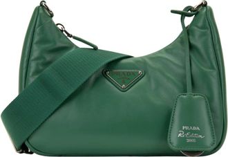 Prada Schoudertassen - Dames - Schoudertassen - Groen - ONE Size - Leer - Tassen