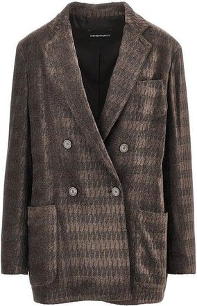 Emporio Armani Jacquard chenille double-breasted jacket Woman 40
