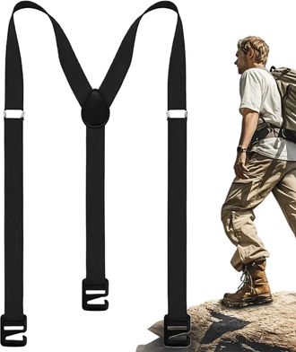 Generic Mens Suspenders - 90x0.5cm Elastic Invisible Strap Heavy Duty Clip, X Shape Trousers Braces | Adjustable Under Clothing Climbing Ski Mountaineering Sh