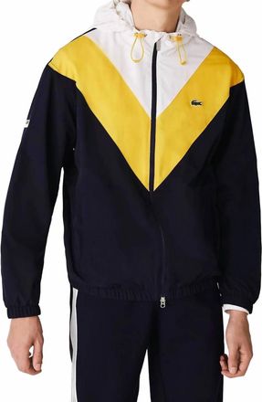 Lacoste Colorblock Hooded Full-Zip Jacket In Navy/yellow/white