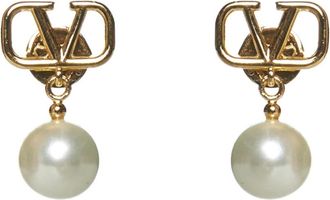 Valentino Garavani Accessoires, Dames, Geel, ONE Size, VLogo Signature Pearl Earrings